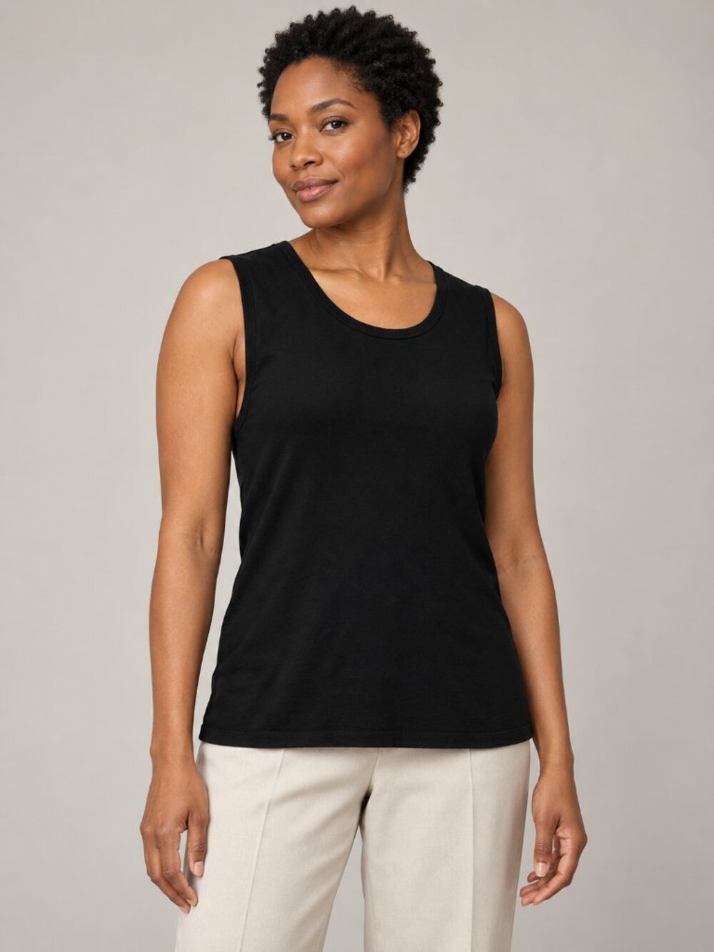 J.Crew Perfect Fit Shell Black 100% Cotton Tank Top Women's M Minimalist